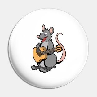 Comic opossum playing guitar Pin