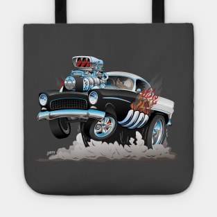 Classic 55 Hot Rod Funny Car Cartoon Tote