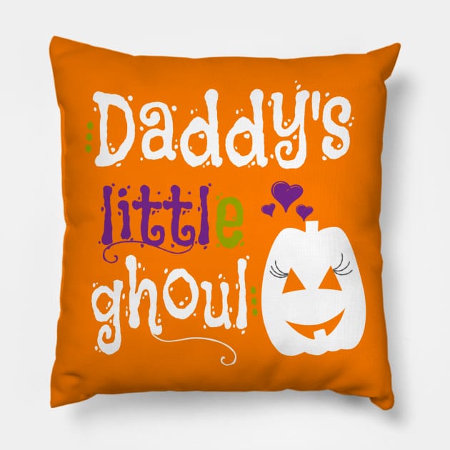 Daddy's Little Ghoul Cute Halloween Pillow by MedleyDesigns67