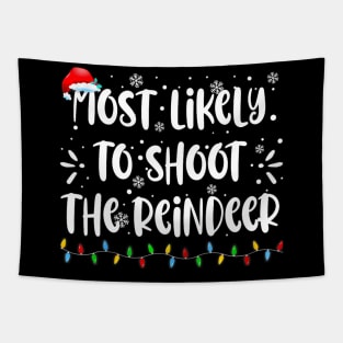 funny Reindeer Family Christmas Holiday santa hat xmas Tapestry