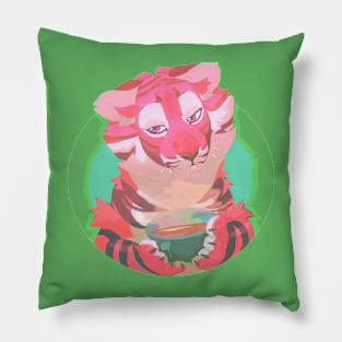 tea tiger (pink furry tiger) Pillow