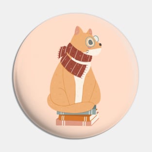 Reading cat Pin