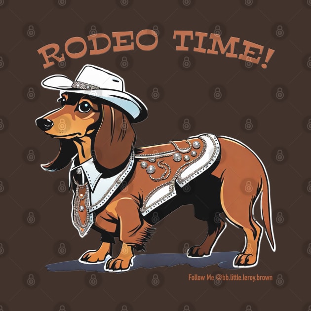 RODEO TIME! (Brown dachshund wearing white cowboy hat) by Long-N-Short-Shop
