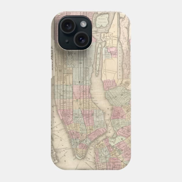 Vintage Map of NYC and Brooklyn (1882) Phone Case by Bravuramedia