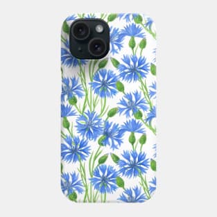 Watercolor cornflower pattern Phone Case