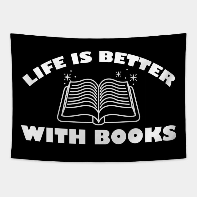 Life is better with book Tapestry by DMJPRINT