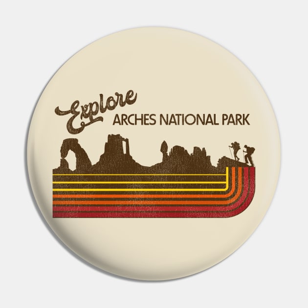 Explore Arches National Park Retro 70s/80s Stripe Pin by darklordpug