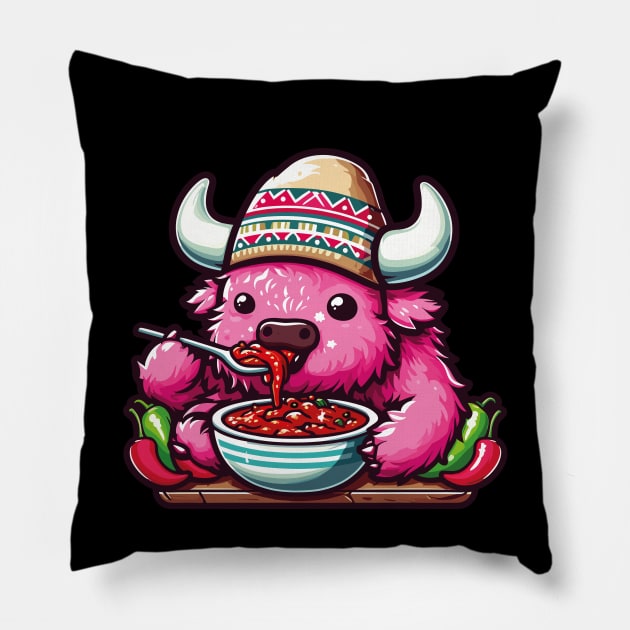 funny bison chili lover Pillow by chems eddine