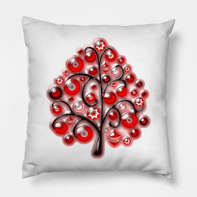 Red Glass Ornaments Pillow by Anastasiya Malakhova