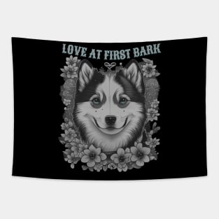 Love at first bark siberian husky Tapestry