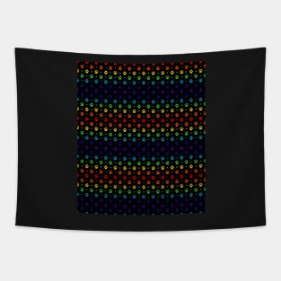 Black Rainbow Paw Prints and Polka Dots Pattern Tapestry