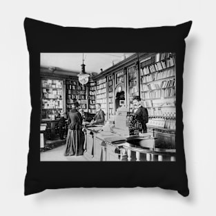 Bookstore, 1895. Vintage Photo Pillow