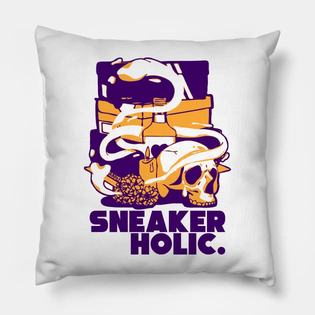 Sneaker Holic Court Purple Pillow by funandgames