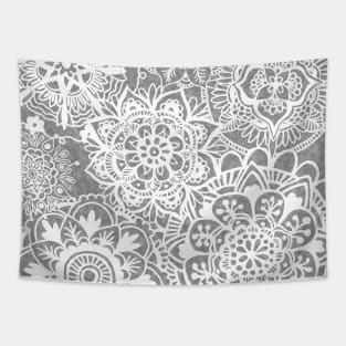 Soft Grey and White Mandala Pattern Tapestry