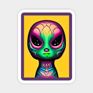 Psychedelic Alien Hippie Rectangle Design Magnet