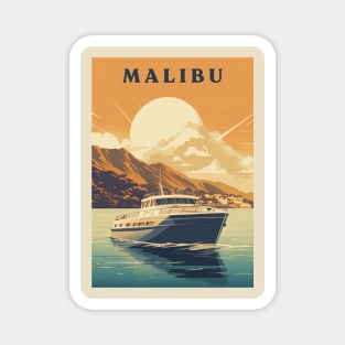 Malibu Boat Retro Travel Magnet