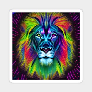 Psychedelic Neon Lion Magnet