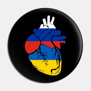 Russia and Ukraine flag heart Pin