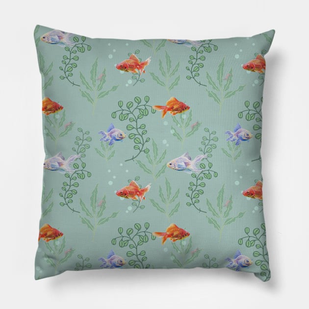 Goldfish Aquarium pattern Pillow by EmilyBickell