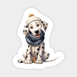Winter Dalmatian Dog Magnet