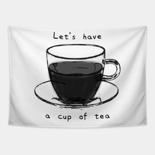 【Black and White Text】Tea Time! White Version Tapestry