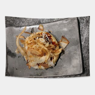 Black and white gourmet Okonomiyaki Tapestry