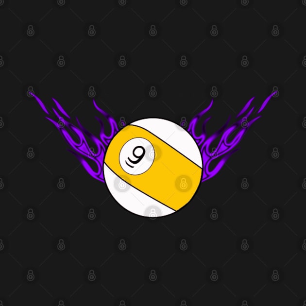 9 Ball with Purple Flames by What I See by Dawne