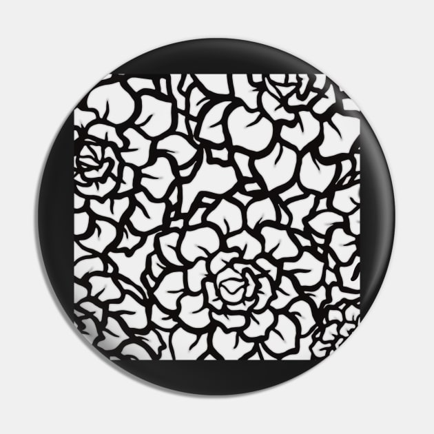 Simple Succulents in Black and White - Digitally Illustrated Abstract Flower Pattern for Home Decor, Clothing Fabric, Curtains, Bedding, Pillows, Upholstery, Phone Cases and Stationary Pin by cherdoodles