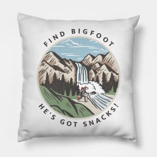 Find Bigfoot He's Got Snacks Pillow