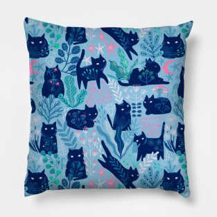 Magic night cats and nymphs Pillow