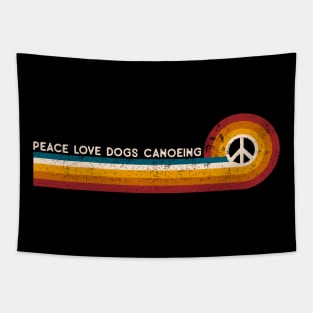 Retro Stripes Peace Love Dogs Canoeing Tapestry