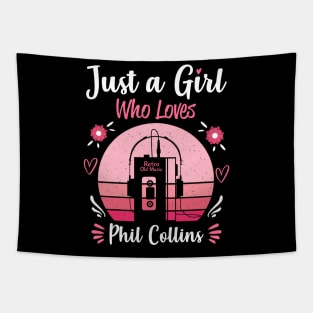 Just A Girl Who Loves Phil Collins Retro Headphones Tapestry