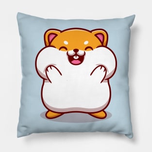 Cute Hamster Holding the Cheek Cartoon Pillow