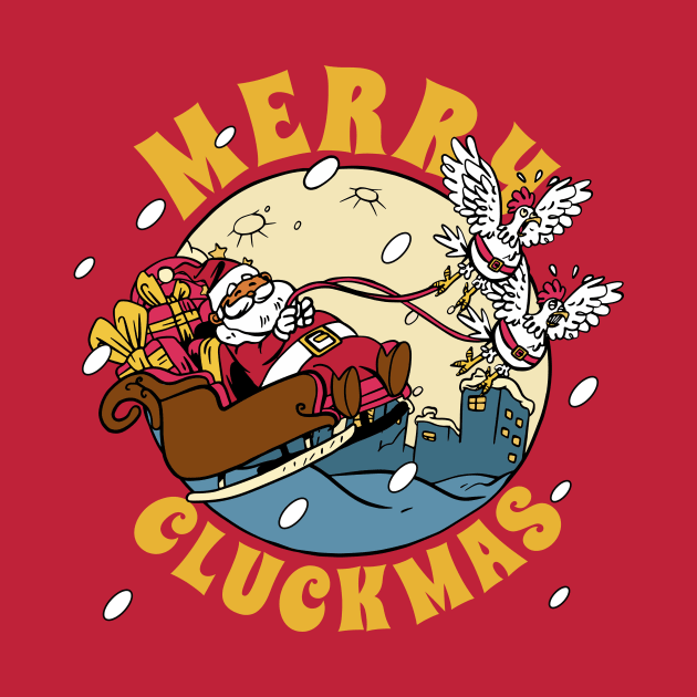 Merry Cluckmas // Funny Christmas Chickens & Santa by SLAG_Creative