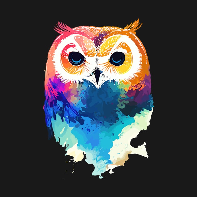 Owl Bird Wild Nature Animal Colors Paint by Cubebox