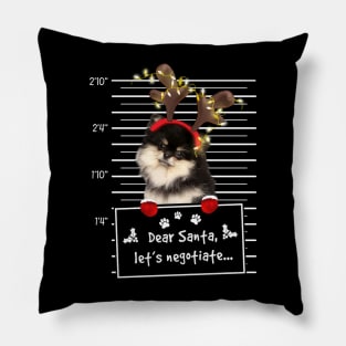 Pomeranian Dear Santa Let's Negotiate Christmas Pillow