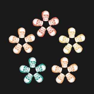 Skull Flowers Five Petal Star T-Shirt