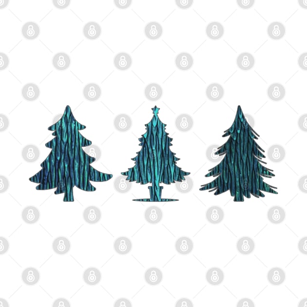Three cool textured teal Christmas trees (Happy Holidays!) by F-for-Fab