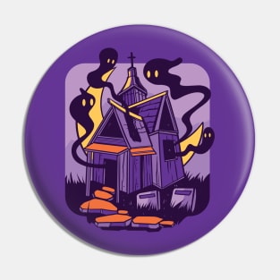 Cool Haunted House Cartoon Pin