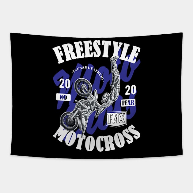 Freestyle Motocross FMX No Fear Blue Tapestry by Hariolf´s Mega Store