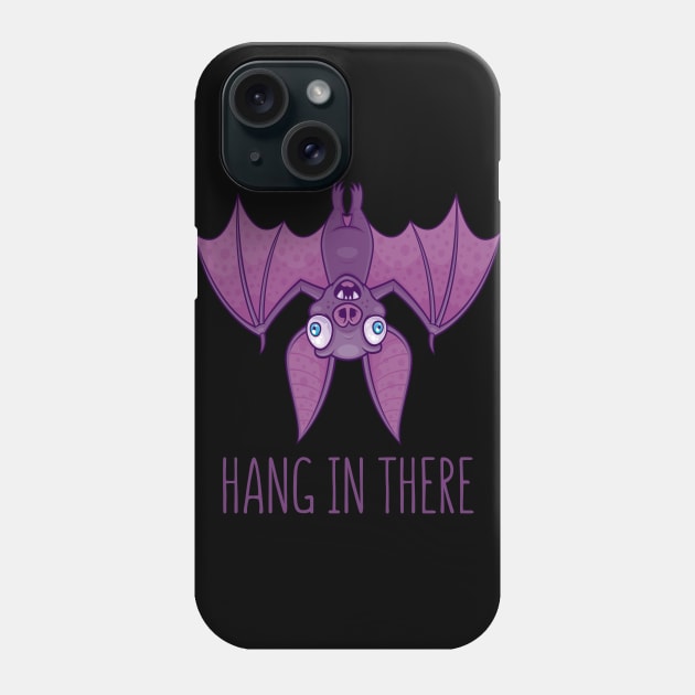 Hang In There Wacky Vampire Bat Phone Case by fizzgig