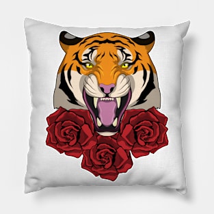 Tiger with Roses Pillow