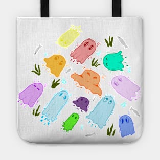 Halloween Boo ghost jellyfish colorful Tote