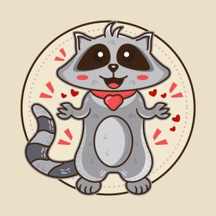 Digital illustration drawing of a cute little raccoon buddy T-Shirt