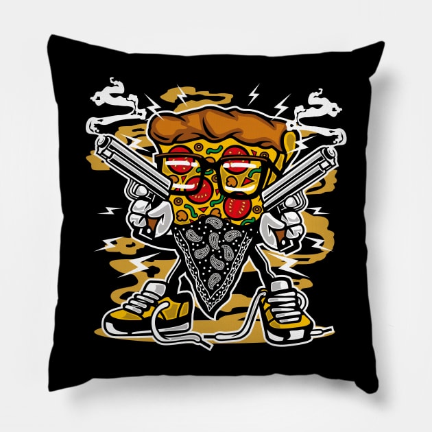 Pizza Gangster Pillow by drewbacca