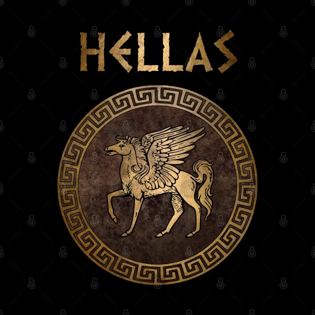 Hellas Ancient Greece Pegasus Symbol by AgemaApparel