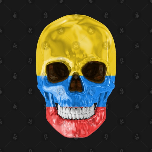 Colombia Flag Skull - Gift for Colombian With Roots From Colombia by Country Flags