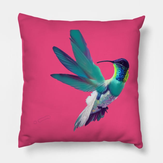 fancy hummingbird Pillow by Tabitha Kremesec 