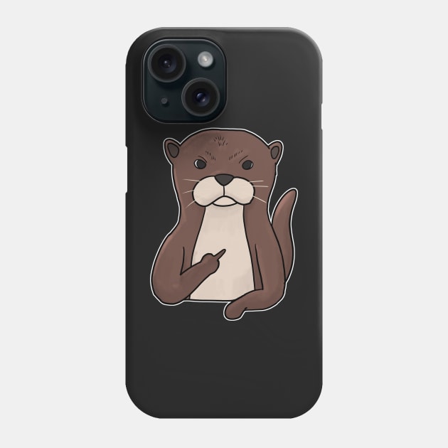 Grumpy Otter Holding Middle Finger Phone Case by Mesyo