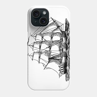 Etching of an old sailing ship Phone Case